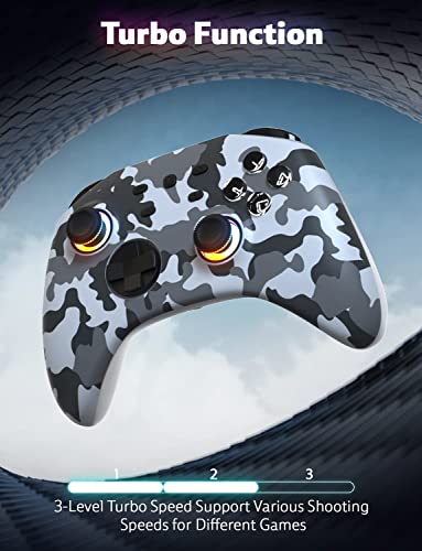 PHNIXGAM Wireless Controller for Switch, Bluetooth Controller Compatible with Switch/Switch Lite/Switch OLED, Windows PC/Steam/Steam Deck/iOS 16.0 and Above/ Android 10.0 and Above, with Programmable Buttons, RGB, Motion Control/Vibration/Turbo (Camo) - c