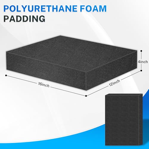 Polyurethane Foam Padding, 1 PCS 16 x 12 x 4 Inch Black Soft Cuttable Packing Foam Inserts for Cases, Furniture, Automotive and Packaging - color: Black, size: 16x12x4