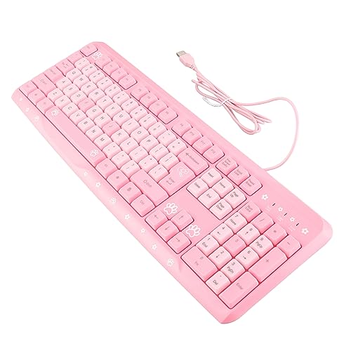 Silent Keyboard Mechanical Membrane USB Wired 104 Keys Adjustable Bracket Ergonomic Design for Laptop Home Office Gaming 45.5x14.7cm (Pink) - color: Pink