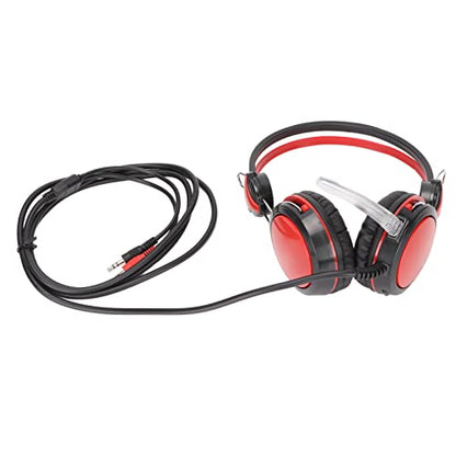 Noise Cancelling Gaming Headphones Clear Sound and Microphone for Computer Players (Red) - color: Red