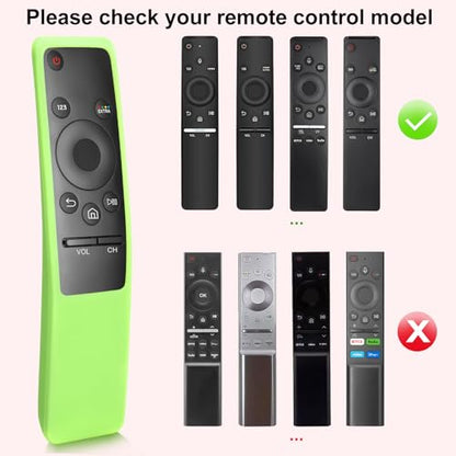 (2 Pack) Cover for Samsung Remote Silicone Protective Case Compatible with Samsung TV Remote Control Cover BN59 Series Glow in The Dark Remote Skin Sleeve - color: Glow blue & Glow green