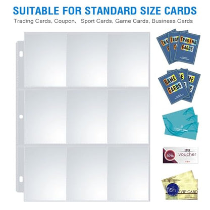 Sooez Trading Card Sleeves for Binder, Double Sided Card Holder, 36 Pack | Crystal Clear Page Protectors, Top Loading, PVC-Free & Acid-Free, Fit for Collectible Games, Sports, Baseball, Football - style: Double-Sided