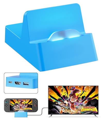 Blue TV Dock Station for Nintendo Switch 2 and 1 | 4K@60HZ HDTV/USB 3.0/100W Charge PD Port [Charging by Original Charger or 60W and Above] - color: Blue