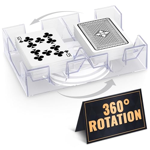Playing Cards Holder Rotating 360, Compact Plastic Tray for 2 Decks | Playing Card Tray with a Smooth Swivel Base, Easy Access from Every Seat, Durable Build, for Poker and Canasta Game Nights - size: 2 Decks