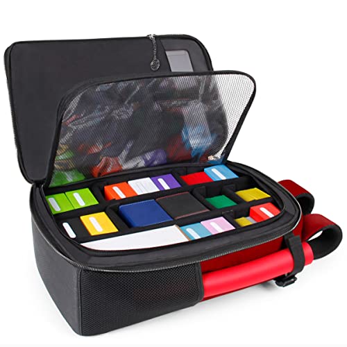 ENHANCE MTG Backpack TCG Card Storage - TCG Backpack for Deck Boxes, Sleeved Cards, Playmats, MTG Accessories - Customizable Organization Protected by Built-in Defender Screen - color: Dragon Red