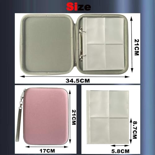 Card Case Compatible for Yoto Card Case Holder 80 Pockets Card Folder Card Binder with Zipper fit 2.3 * 3.4 inch Mini Audiobook Cards (Pink) - color: Pink