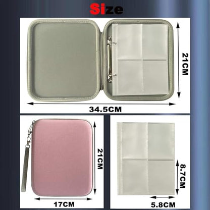 Card Case Compatible for Yoto Card Case Holder 80 Pockets Card Folder Card Binder with Zipper fit 2.3 * 3.4 inch Mini Audiobook Cards (Pink) - color: Pink