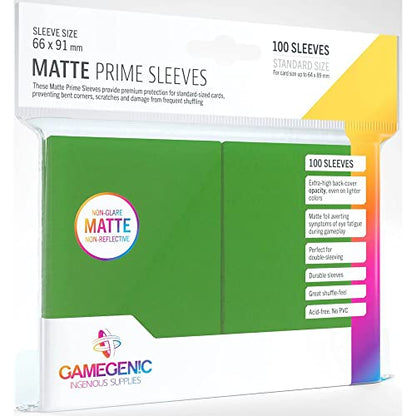 Matte Prime Sleeves: Green - color: Green, size: 66 x 91 mm