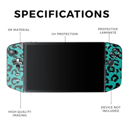 Carbon Fiber Gaming Skin Compatible with Lenovo Legion Go - Teal Leopard - Premium 3M Vinyl Protective Wrap Decal Cover - Easy to Apply | Crafted in The USA by MightySkins - color: Teal Leopard, style: Carbon Fiber Textured Finish