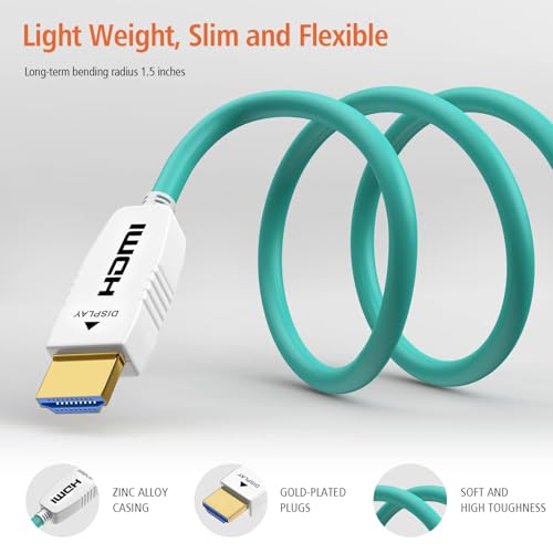 8K Fiber Optic HDMI 2.1 Cable, 48Gbps, 8K60, 4K120, HDR, eARC, 25FT | Fiber Optic Technology Reduces EMI and Signal Loss vs Copper Cables for Stable 4K@120Hz Gaming and Long-Distance 8K Video - color: A-8K Fiber Gen3/C, size: 25FT