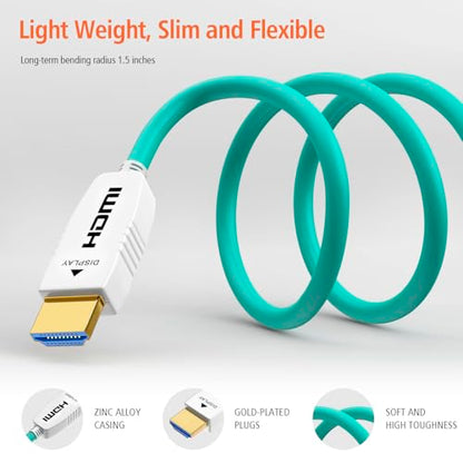 8K Fiber Optic HDMI 2.1 Cable, 48Gbps, 8K60, 4K120, HDR, eARC, 40FT | Fiber Optic Technology Reduces EMI and Signal Loss vs Copper Cables for Stable 4K@120Hz Gaming and Long-Distance 8K Video - color: A-8K Fiber Gen3/C, size: 40FT