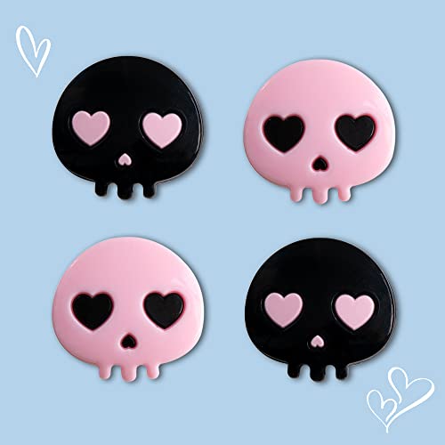 PERFECTSIGHT Cute Thumb Grip Caps for PS5/PS4 Controller, Halloween Silicone Analog Stick Caps for Xbox Series X/S, Thumbstick Grips Joystick Button Cover for Switch 2/ Switch Pro (Heart Skulls) - color: Black+Pink Skull