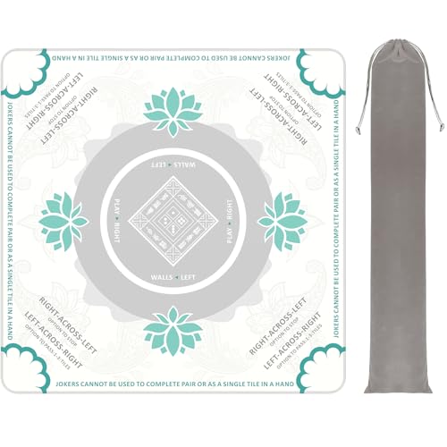 Mahjong Mat for Table,31.5 * 31.5in 3mm，Non-Slip, Silent. | Mahjong Mat with Rules with Storage Bag， Reduction Gaming Mat for Mahjong, Poker, Board Games, Dominoes(White) - color: White