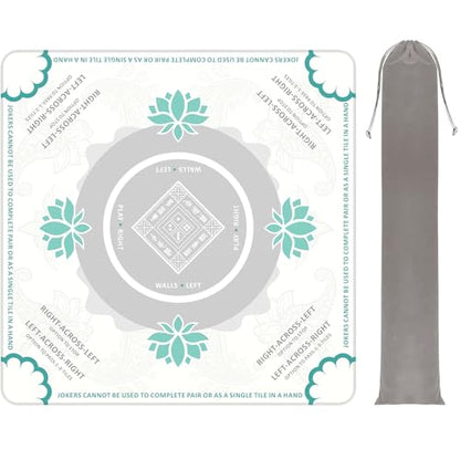 Mahjong Mat for Table,31.5 * 31.5in 3mm，Non-Slip, Silent. | Mahjong Mat with Rules with Storage Bag， Reduction Gaming Mat for Mahjong, Poker, Board Games, Dominoes(White) - color: White