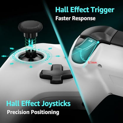 Kamylorus 2-Pack Wired Controller for X-BOX One/PC, Hall Effect Joysticks&Triggers Gamepad with Turbo, 3.5mm Headphone Jack/Dual Vibration, Compatible with X-BOX One/S/X, X-BOX Series S/X, PC, IOS, Android Platforms(2 Pack, White&Black, 7.2ft) - color: Bl