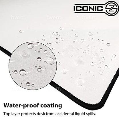 4XL Oversized & Ultimate Gaming Desk Mat 54"x23"(White) - Giant & Thicker 4mm - Stitched/Water Proof/Non Slip Base - color: White, size: 4XL 54"x23"