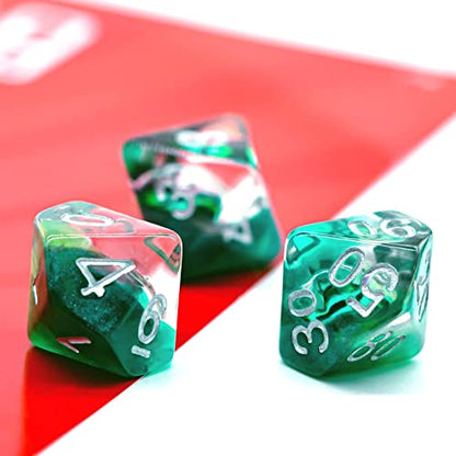 Cusdie 7-Die DND Dice, Polyhedral Dice Set Filled with Eyeball, for Role Playing Game D&D Dice(Green Eyeball) - color: Green Eyeball