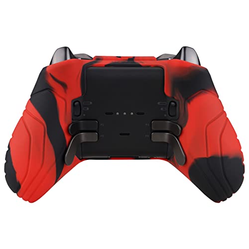 playvital Samurai Edition Anti Slip Silicone Case Cover for Xbox Elite Wireless Controller Series 2, Ergonomic Soft Rubber Skin Protector for Xbox Elite Series 2 with Thumb Grip Caps - Red & Black - color: Red & Black