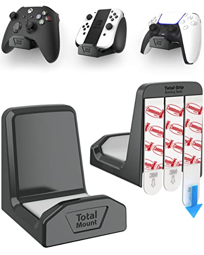 TotalMount Controller Wall Mounts – Removable Adhesive – Non-Slip (2 Pack) | Designed in USA: For PS5, Xbox, and Nintendo Controllers – Stands Won’t Damage Your Wall With Screws or Permanent Adhesive - color: Premium Black – Two Pack