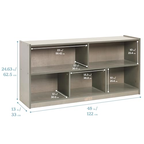 ECR4Kids 5-Compartment Mobile Storage Cabinet, Toddler, Classroom Furniture, Grey Wash - color: Grey Wash