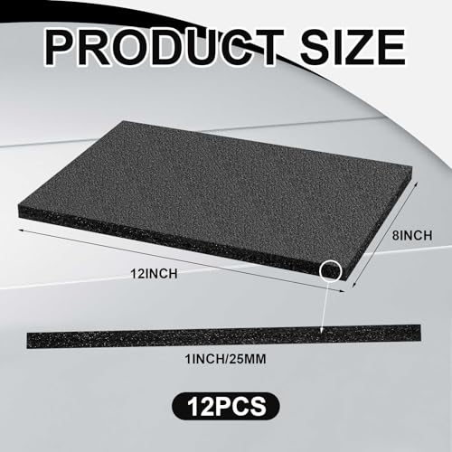 Frienda 12 Pcs 12" x 8" x 1" Polyethylene Foam Sheet Thick Black Packing Foam Padding Customizable PE Board Cushion Inserts for Cases Craft Shipping Moving DIY Projects Toolbox Storage - size: 12 x 8 x 1 inches