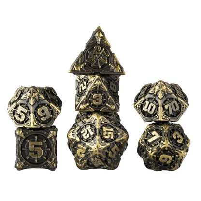 Surpass DND dice Set Metal dice Role Playing Polyhedral Dice Dungeons and Dragons Gifts Pathfinder d&d dice 7piece Set Bronze (Antique Bronze) - color: Antique Bronze