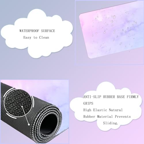 Cloud Mouse Pad and Keyboard Wrist Rest 4PCS Extended Large Desk Mat Pad Set Memory Foam Non-Slip Ergonomic Gaming Mouse Pad Wrist Support for Computer Laptop Home Office Cute Pink Blue Sky - color: 4pcs Blue Pink Sky