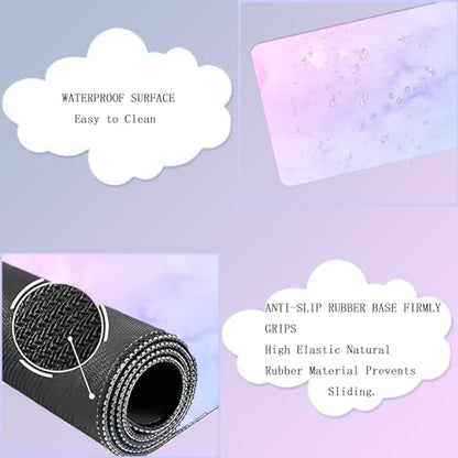 Cloud Mouse Pad and Keyboard Wrist Rest 4PCS Extended Large Desk Mat Pad Set Memory Foam Non-Slip Ergonomic Gaming Mouse Pad Wrist Support for Computer Laptop Home Office Cute Pink Blue Sky - color: 4pcs Blue Pink Sky