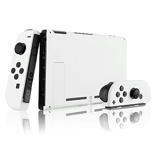eXtremeRate DIY Replacement Shell Buttons for Nintendo Switch, White Back Plate for Switch Console, Custom Housing Case with Full Set Buttons for Joycon Handheld Controller [Only Shell, NO Console] - color: White