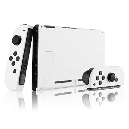 eXtremeRate DIY Replacement Shell Buttons for Nintendo Switch, White Back Plate for Switch Console, Custom Housing Case with Full Set Buttons for Joycon Handheld Controller [Only Shell, NO Console] - color: White