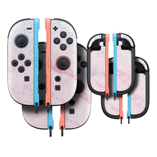 Glossy Glitter Gaming Skin Compatible with Nintendo Switch 2 Joy-Con Controller 2 Pack - Girly Marble Dazzle - Premium 3M Vinyl Protective Wrap Decal Cover - Easy to Apply MightySkins - color: Girly Marble Dazzle, size: 2 Pack of Joy-Con Skins, style: Glo