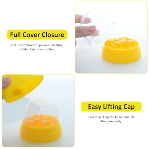 Dice Shaker Cups with Clear Lids, 2 Pack, 12 Dice, Red and Yellow | Two compact dice shaker cups keep rolls visible and contained, with clear lids, 12 dice, and easy-to-sort red/yellow sets. - color: Red & Yellow