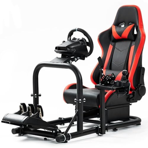 Marada Racing Simulator Cockpit with Gaming Race Seat Fit for Logitech G27 G920 G923,for Thrustmaster T300RS,for Fanatec,Steering Wheel Stand, 50mm Large Round Tube&More Stable No Wheel Pedal Shifter