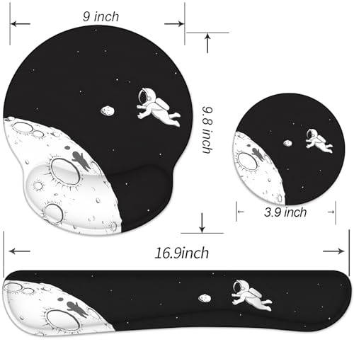Ergonomic Mouse Pad with Wrist Rest and Keyboard Wrist Rest, Mousepad and Wrist Rest for Computer Keyboard, Pain Relief, Non-Slip Rubber Base, Mouse Pad with Wrist Support for Gaming, Astronaut - color: Astronaut
