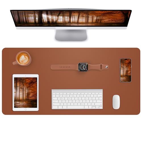 Leather Desk Pad Blotter,Mouse Pad,Office Desk Mat, Non-Slip PU Leather Desk mat,Large Desk mat,Waterproof Keyboard mat for Office/Home/Decor (Light Brown,35" x 17") - color: Light Brown, size: 35" x 17"