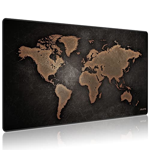 JIALONG Large Gaming Mouse Pad, XXL Desk Mousepad with Stitched Edges, Non-Slip Base Keyboard Pad for Gamer, Office & Home Retro Map - color: Retro Map