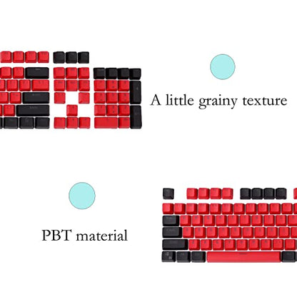 (keycap only) PBT keycap, 104-key Customization, 60% Backlight with Key Puller OEM Configuration American Layout, Suitable for 61/87/104 Mechanical Keyboard (Red+Black) - color: Red+Black