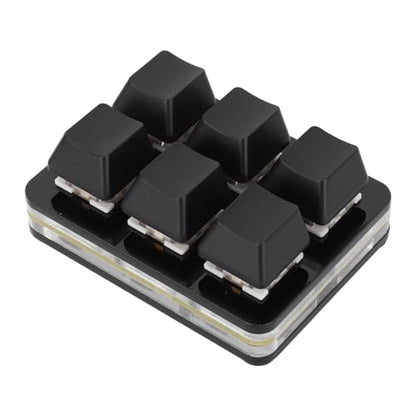 Fabater 6 Key Keypad, One Handed Mechanical Gaming Keyboard, Small USB Wired RGB Keypad DIY Programmable keypad for Game Office (Black) - color: Black
