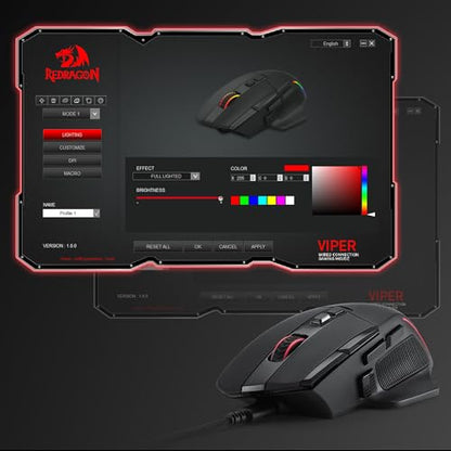 Redragon M925 Wired Optical Gaming Mouse 24000 DPI Remapping Keys | Stable Lag-Free Connection, Smooth Precise Tracking, Programmable Button, Vibing Backlight, Ergonomic Grip Body Comfort - size: Standard, style: Wired