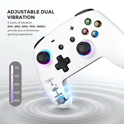 ECHTPower Switch 2 Pro Controller with Hall Effect Joysticks, One-Key Wake-Up for Switch 2, Wireless Controller for Switch 2/Switch/Lite/OLED, Turbo Button, 4 Back Buttons, RGB Lighting, 3.5mm Jack, Dual Vibration, 6-Axis Gyro (White 1) - color: White 1