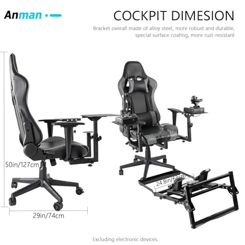 Anman X56 Flight Simulator Cockpit with Pedal Support, Joystick and Hotas Chair Mount Fit for Thrustmaster A10C Hotas Warthog, for Logitech X52, Multifunctional Game Chair (Electronics Not Included)