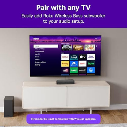 Roku Streambar SE, 4K Soundbar with Built-in Streaming Device | TV Soundbar with Built-in 4K/HD/HDR Streaming & Front Facing Speakers - Included Remote Control