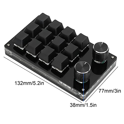 Macro Keyboard One Handed Macro Mechanical Keyboard 12 Key Multifunction DIY Programmable Keypad for Office Gaming Lab Macro Mechanical Keyboard (Black) - color: Black
