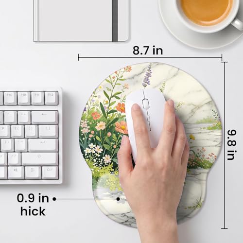 Mouse pad with Wrist Rest,Relieving Pain Memory Foam Computer pad, Ergonomic Desktop Mouse, Silicone Material Mouse pad, with Non-Slip PU Base (Beautiful Flowers) - color: Beautiful flowers