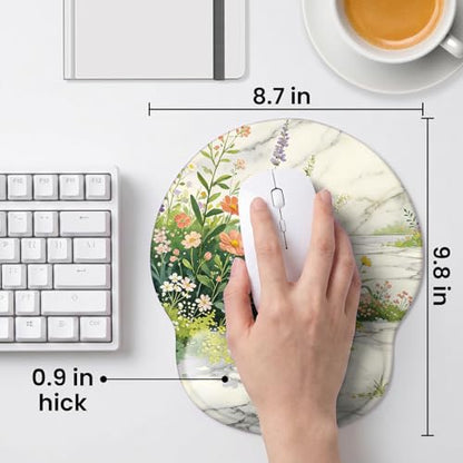 Mouse pad with Wrist Rest,Relieving Pain Memory Foam Computer pad, Ergonomic Desktop Mouse, Silicone Material Mouse pad, with Non-Slip PU Base (Beautiful Flowers) - color: Beautiful flowers