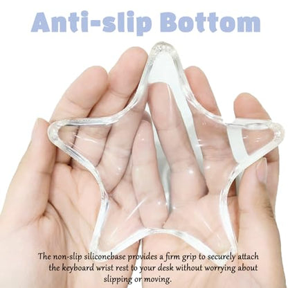Gel Wrist Rest for Keyboard and Mouse Transparent White Sea Star Elbow Pad Cushion Ergonomic Cute Clear Cool Mouse Wrist Pad Silicone Non-Slip Support Computer Gaming Office Hand Pillow Ocean Beach - color: Star White