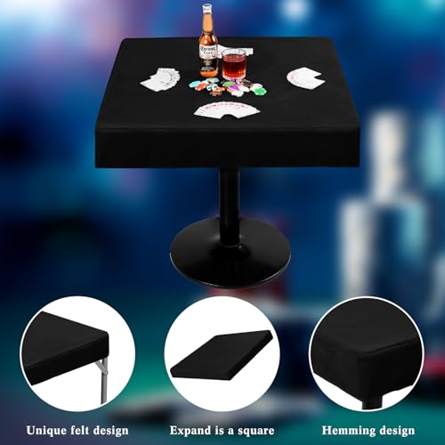 Frienda Game Table Cover Felt Game Tablecover Folding Tablecloth for Card for Playing Poker Cards Mahjong Puzzles Board Games, Table Not Included (Black,34 x 34 x 4 Inch)