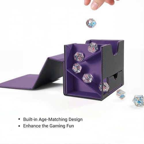Commander Deck Box for MTG with Dice Tray - Card Deck Box Fits 100 Double-Sleeved Cards & 35PT Card Brick with Commander Display & Magnetic Holder for TCG/CCG Games-Black/Purple - color: Black Purple