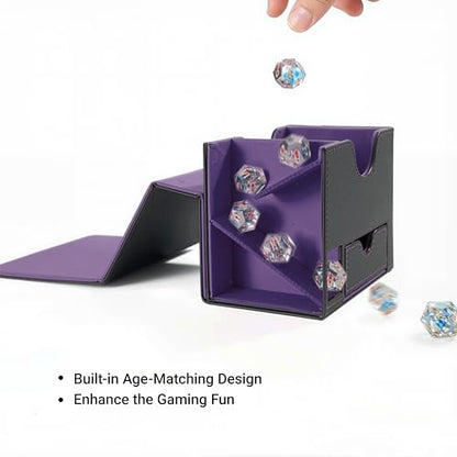 Commander Deck Box for MTG with Dice Tray - Card Deck Box Fits 100 Double-Sleeved Cards & 35PT Card Brick with Commander Display & Magnetic Holder for TCG/CCG Games-Black/Purple - color: Black Purple