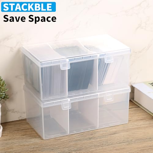 CDBXPRG Toploader Storage Box for 100 + 3" x 4" 35pt Rigid Card,Trading Card Storage Box with Dividers for 500+ Baseball Card Case,Playing Card Case for MTG, Sport Cards,Game Cards 2 PACK - style: 2 Pack